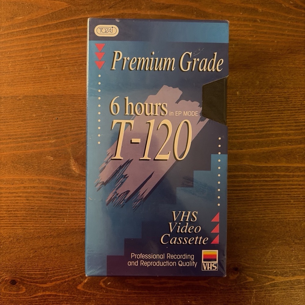 Tozai‎ Premium Grade 6 Hours T-120 Blank VHS Tape Sealed New Old Stock